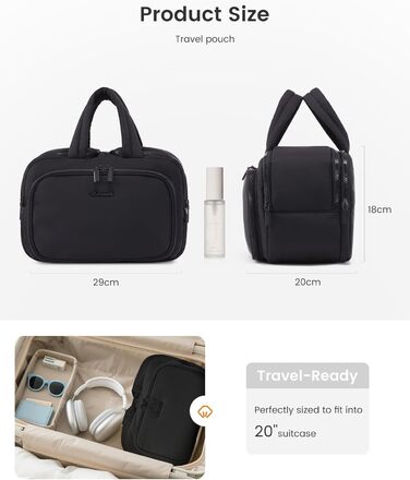 Сумка для косметики OVEVOOK велика, водонепроникна, з відділенням для мокрого, рожева (L, Бежева)