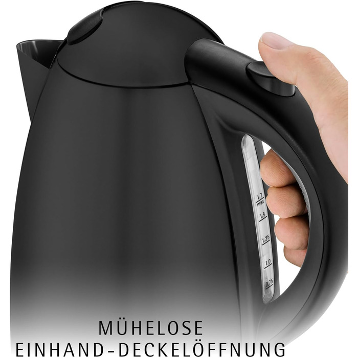 Електричний чайник WMF Stelio 1.7л з фільтром від накипу, нержавіюча сталь, матовий чорний