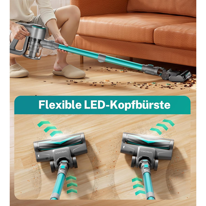 Акумуляторний пилосос 25000Pa, 175W, 50хв роботи, бездротовий, з антизаплутувальною насадкою, самостійно стоячий, легкий ручний пилосос. Підходить для килимів, твердих підлог, видалення шерсті тварин (Цянь)