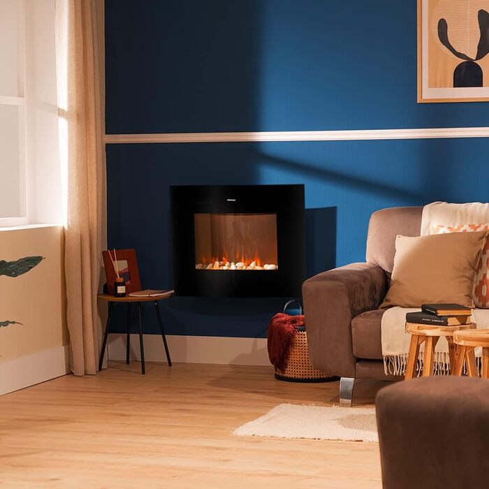 Декоративний електричний камін Cecotec ReadyWarm 2690 Flames Connected, 2000 Вт, Wi-Fi, білий, керування пультом, для 25 м², загартоване скло, 26 дюймів