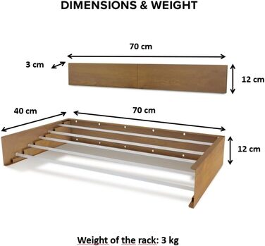Настінна сушилка для білизни - розкладна, компактна, чорна (70 см)