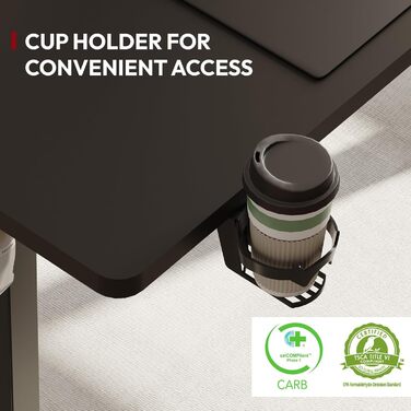 Регульований стіл Sanodesk 110x54 см - компактний стоячий стіл з аксесуарами, для маленьких приміщень, з антиколізійним захистом (білий). Також доступний розмір 140x60 см (чорний)