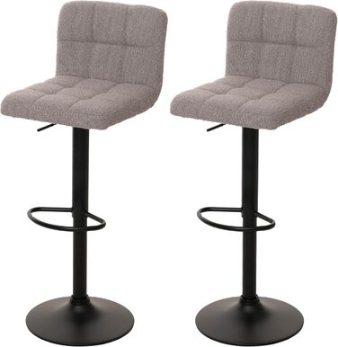 Набір з 2 барних стільців Mendler HWC-G87, регульовані по висоті, обертаються, тканина Boucle, сірий, FSC®
