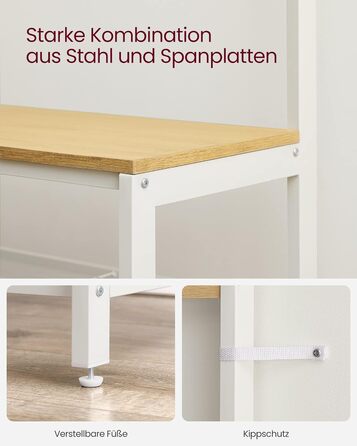 Дзеркало-вішалка VASAGLE HSR415B01 з банкеткою та полицею для взуття, 35 x 98 x 180 см, індустріальний дизайн, вінтажний колір