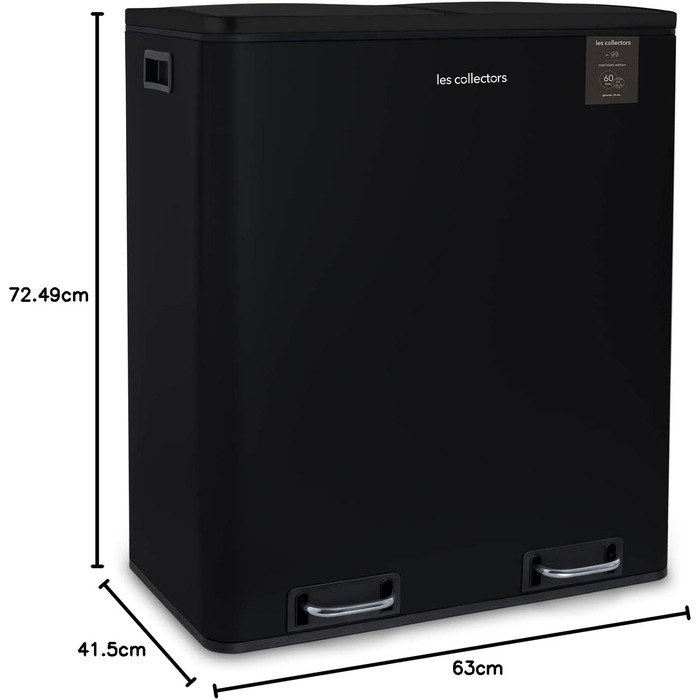 Сміттєвий бак Les Collectionneurs Sensor №1012, 69л, 3 відсіки (47+11+11л), автоматичне відкривання, інфрачервоний датчик, тиха кришка, дизайн (чорний)