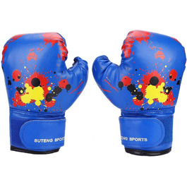 Боксерські рукавички для дітей, боксерські рукавички для дітей, боксерські рукавички для дівчаток і хлопчиків, дитячі боксерські рукавички для тренувань, дитячі Бойові рукавиці (сині)