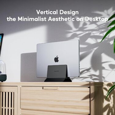 Підставка для ноутбука вертикальна, алюміній, регульована, сумісна з MacBook, iPad, Tablet, Mac mini (Чорний)