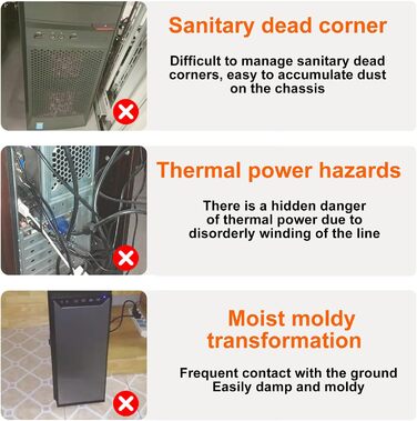 Підставка для комп'ютера SPORWAY: регульована платформа для системного блоку з 4 колесами, чорна