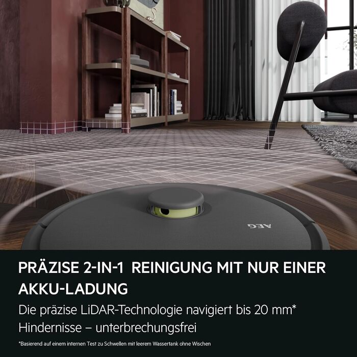 Робот-пилосос AEG AR71HW1DG з функцією миття, WiFi, LiDAR, 4000 Па, 14,4 В, 175 хв, 140 м², 0,28 л, сірий
