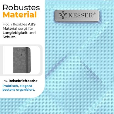Чемодан KESSER® 84L з ABS-пластику з кодовим замком, вагами та аксесуарами для подорожей | Валіза на колесах для бізнесу та відпочинку, блакитний, 66 см