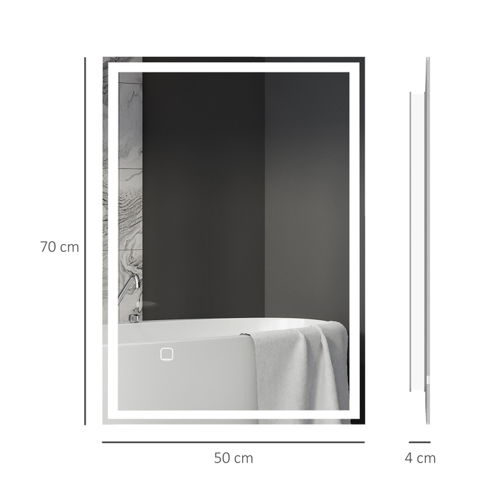 Дзеркало для ванної кімнати Badspiegel з підсвіткою LED, сенсорне управління, білий колір