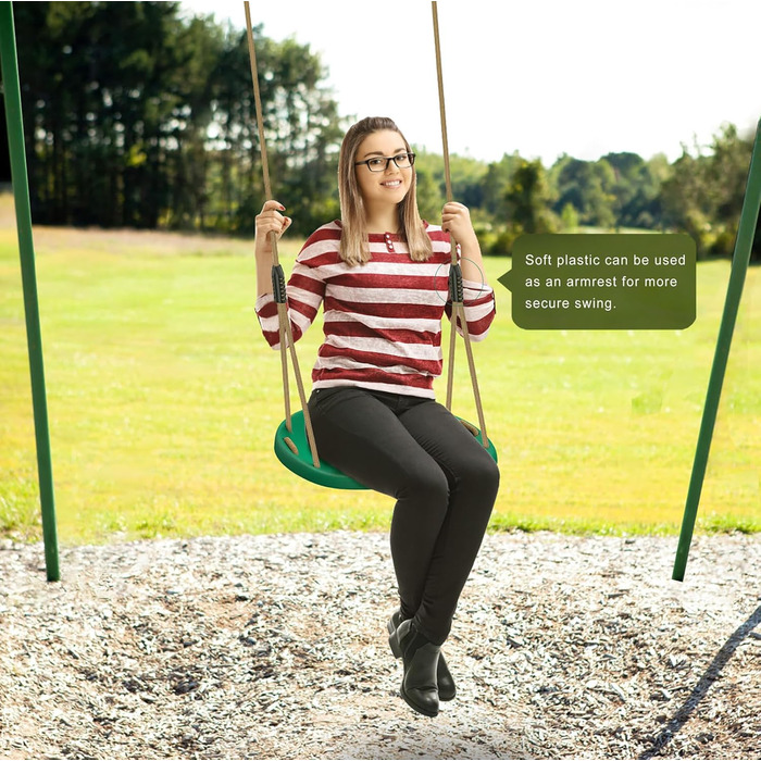 Шоукель для дітей BeneLabel: ідеально для дому та саду. Міцний гумовий сидіння, регульована висота 130-200 см, для підлітків та дорослих. Максимальне навантаження: 113 кг, колір - зелений