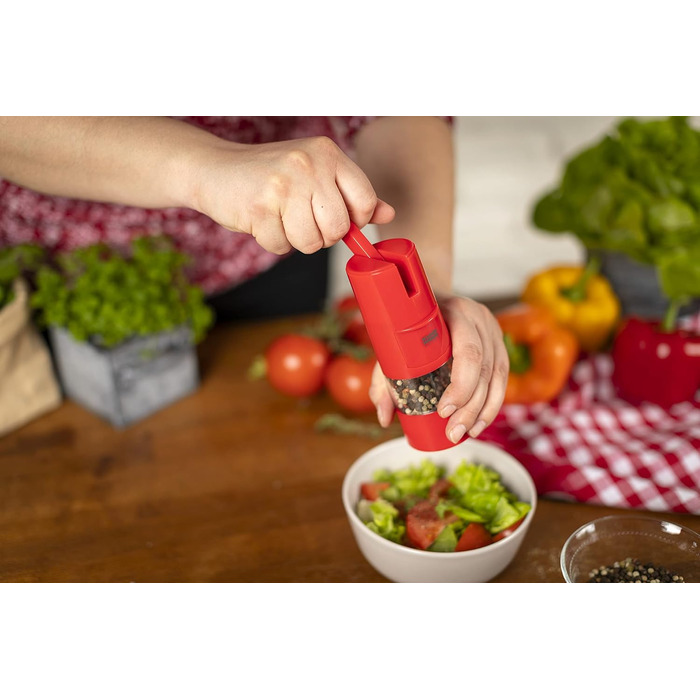 Мельниця для солі та перцю Kuhn Rikon Ratchet Grinder з регульованою керамічною жорном (червона)