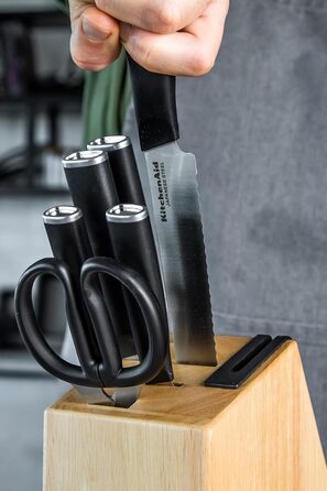 Набір ножів KitchenAid 6 шт. з бруском, нержавіюча сталь, чорний