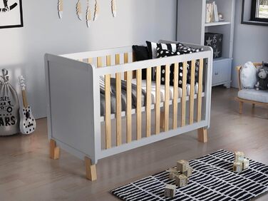 Дитяче ліжко-приліжкове Love For Sleep 120x60 см з матрацом з піною Aloe Vera Francis, дерев'яне ліжко для немовлят, ліжко-приліжкове, ліжко з ростом, дерев'яне ліжко для дітей, біле