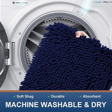 Килимок для ванної кімнати Homaxy, 60 x 120 см, мікрофібра, вбираючий, антиковзаючі, блакитний