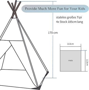 Дитячий намет-тіпі з килимком, подушкою та м'ячами - Тіпі для дитячої кімнати, ігровий будиночок для дівчаток, намет-тіпі для дітей, ігрові прилади для дому - Рожевий сад