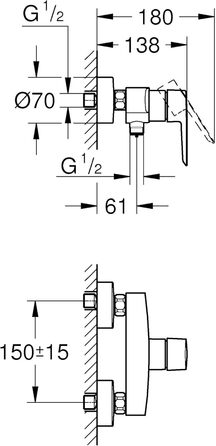 Змішувач для ванни Grohe Start, накладний, хром, з інструментом, 24206002