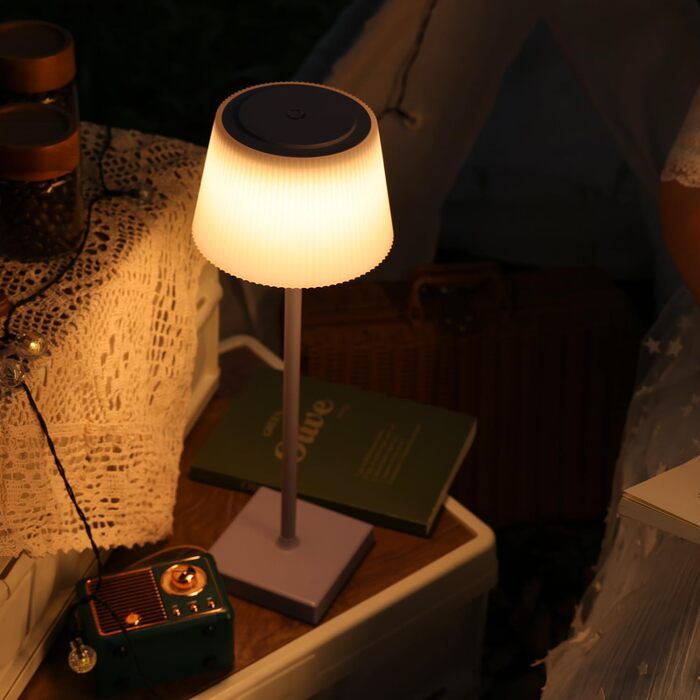 LED лампа Aigostar на акумуляторі, торшери бездротові, торшер з сенсорним керуванням, регулювання яскравості, 3 колірні температури, нічник IP54 вологостійкий для дому та саду, спальня, вітальня, ресторан, сад - (фіолетовий)