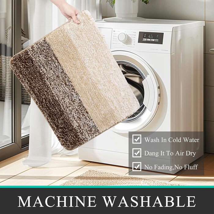 Набір килимків для ванної кімнати Badteppich Set: м'який високий ворс, 3 шт. (45x65 см, 50x80 см, 50x60 см), машинка-мийка, неслизькі, для туалету, під душ, в ванну