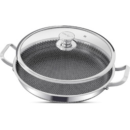 INTIGNIS® Сковорода з кришкою – 30 см (12 дюймів) – 6 л – з антипригарним покриттям | Стійка до подряпин | Глибока | Без хімікатів | Сковорода з нержавіючої сталі