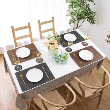 Набори серветок Pixieora для столу (4 шт.) з екошкіри, миючі, з підставками під тарілки, сірий та світло-коричневий кольори