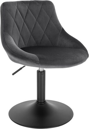 Крісло для туалетного столика WOLTU BH242bl-1, сіре, з підлокітниками, регульоване, обертове, для спальні, кухні, їдальні