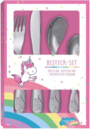 Дитячий столовий набір Kinderbesteck з єдинорогом та індивідуальною гравіюванням імені