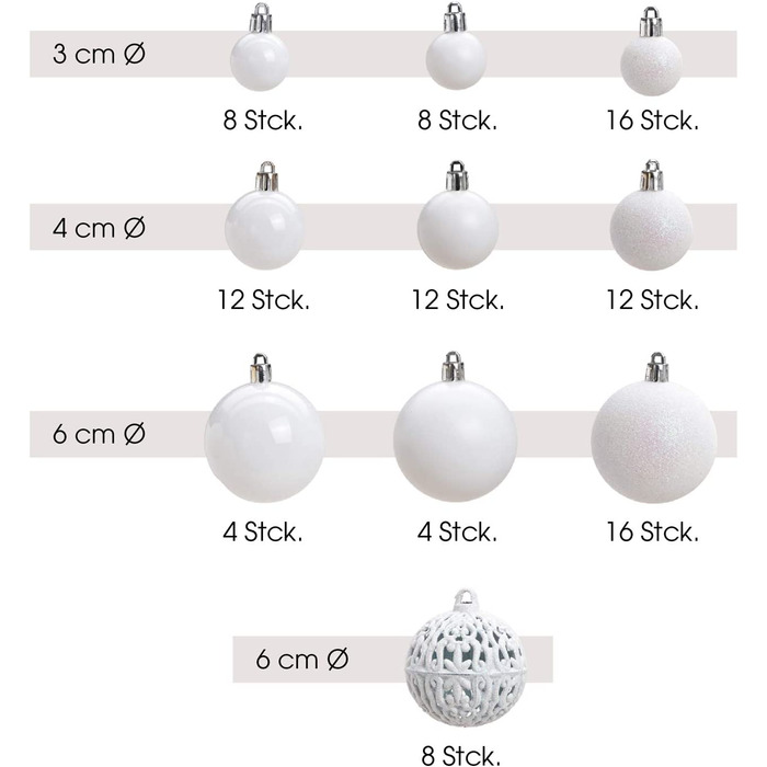 Набір ялинкових куль WOMA в 14 кольорах, присвячених Різдву-50 і 100 білих пластикових куль-золото, срібло, червоний &