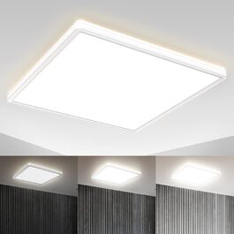 Стельовий світлодіодний світильник з непрямим світлом, ультраплаский, з ступінчастим регулюванням яскравості, світлодіодна панель, світлодіодний стельовий світильник, світлодіодний світильник, світильник для вітальні, світильник для спальні, світильник для кухні, 42x42x2.9 см, білий кутовий 420x420 мм