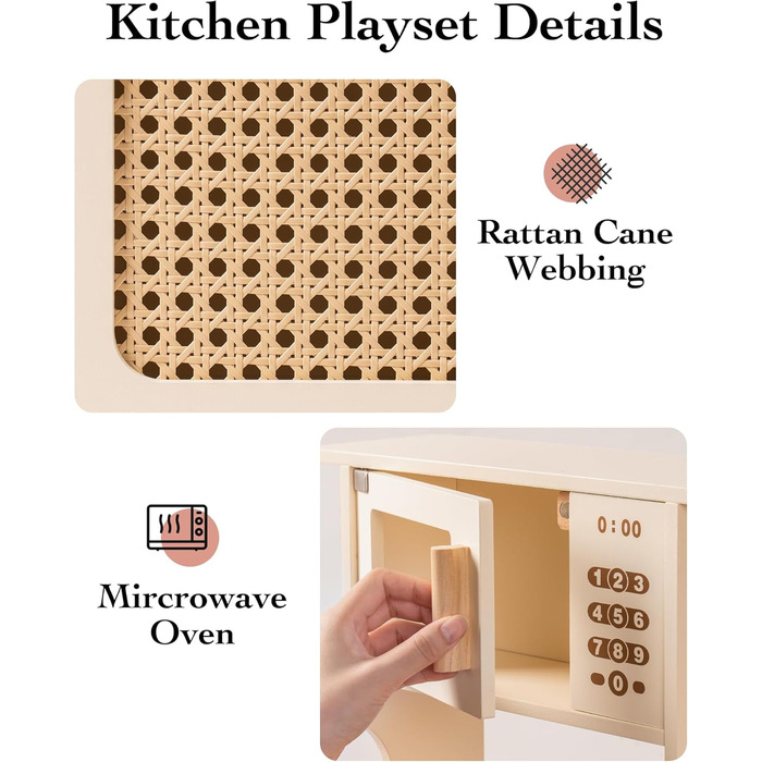 Дерев'яна дитяча кухня ROBOTIME з аксесуарами, ретро-дизайн, зелений, 3-8 років