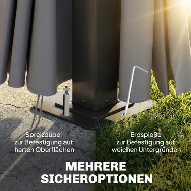 Алюмінієвий павільйон для саду, бл. 3,6x3м, з полікарбонатним дахом 6мм, москітною сіткою та 4 стінками, темно-сірий