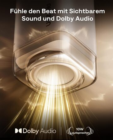 Портативний проєктор Aurzen Boom Air Mini з Google TV та Netflix, 4K, USB-C, Smart, Dolby Audio, WiFi, Bluetooth, автофокус TOF, поворотний штатив, кремово-білий