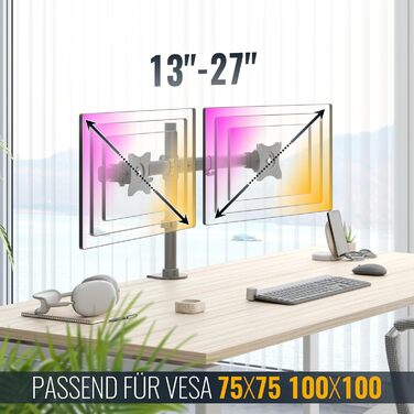 Підставка для монітора RICOO TS7811 - кріплення для 2 моніторів (13-27 дюймів)
