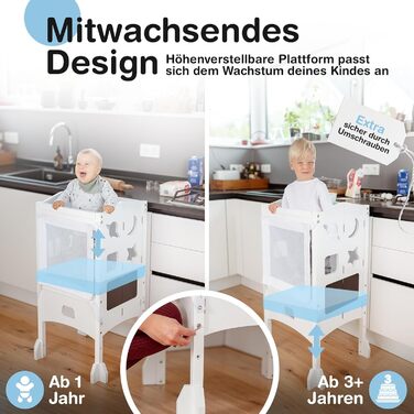 Навчальний столик-сходинка для дітей від 1 року - стійкий, збірно-розбірний, з сіткою безпеки 360°, білий