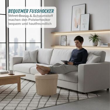 Relaxdays Пуф із оксамиту з об'ємом 30 літрів для зберігання