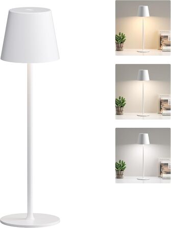 LED настільна лампа бездротова з акумулятором, 3 режими кольору, регулювання яскравості, сенсорне управління, USB-C зарядка, для дому, кемпінгу