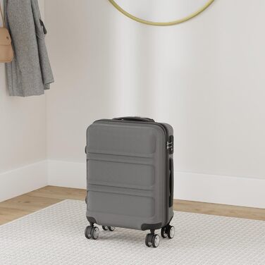 Чемодан ABS, жорсткий, сірий, 55 см, ручна поклажа, з TSA замком, 38 л