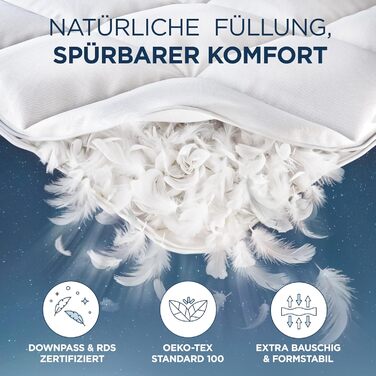 Плед з пуху та пера 135x200 см - сертифікована Oeko-Tex ковдра з м'якого пуху та пера - ковдра з пуху - сертифікована RDS літня та зимова ковдра - Duvet - ковдра на всі сезони 135 x 200 см