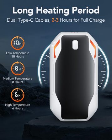 Електричні грілки для рук PHEJIE, 2 шт. - 3 режими нагріву, портативні, для активного відпочинку, кемпінгу, подарунок для жінок та чоловіків (чорний/білий)