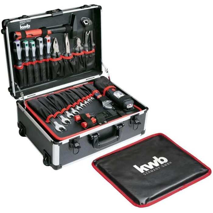 Набір інструментів kwb 175 предметів в алюмінієвому кейсі з коліщатками, замок з ключами, для майстра, дому та ремонту