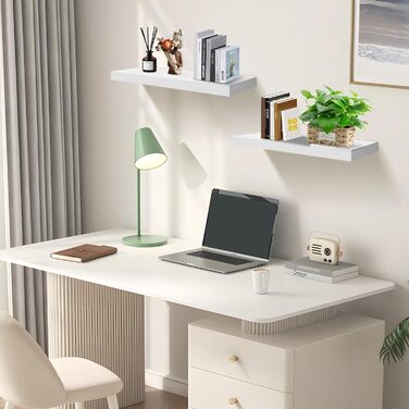 Набір настінних полиць 4 шт. для декору та книг з МДФ, білі 40x14x3 см