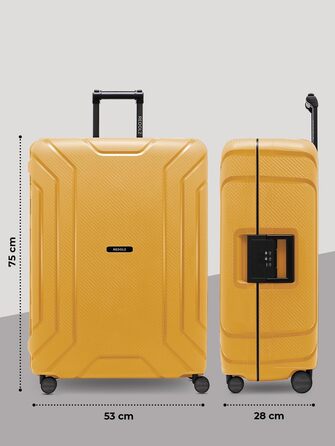 Набір валіз REDOLZ Hartschalen 3-х частинний з поліпропілену | TSA-замок, 4 колеса, система 3-х точок | для жінок та чоловіків (Dark Yellow, L (75 см))
