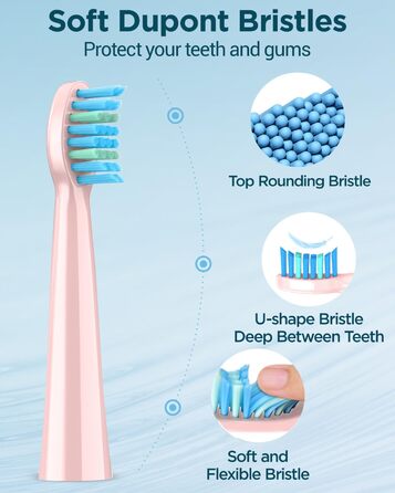 Електрична зубна щітка Coulax для дорослих та дітей, 8 насадок, 5 режимів, таймер 2 хв, колір Kirschrose (1 шт)