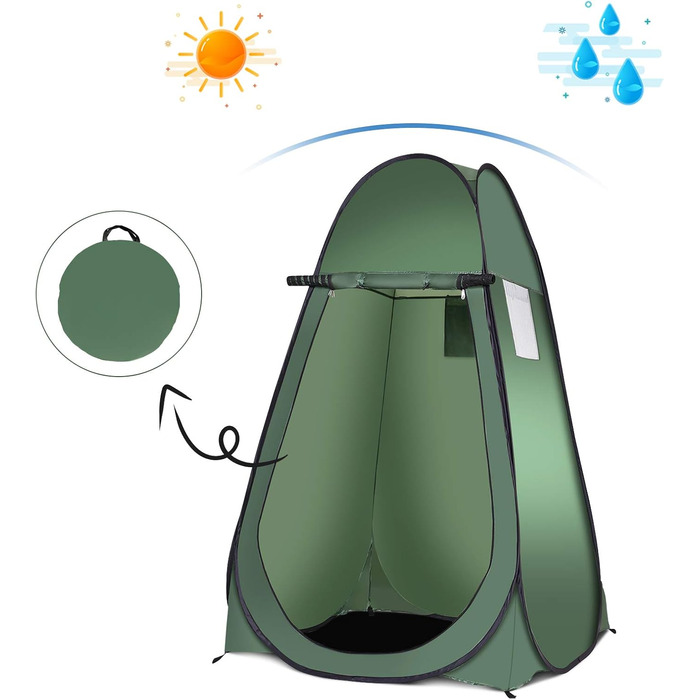 Намет-роздягальня Relax4Life Pop-up, душовий намет, туалетний намет, 120x120x190 см (зелений)