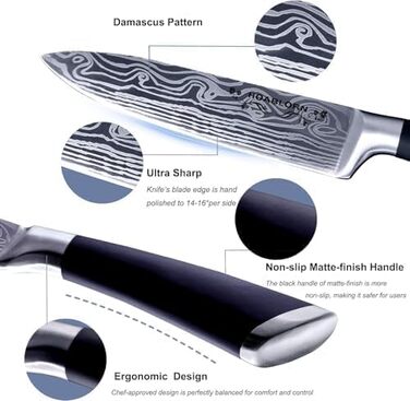 Набір кухонних ножів Chefhoablorn 15-TLG: професійний набір з нержавіючої сталі, 7 шт. (блок ножів)