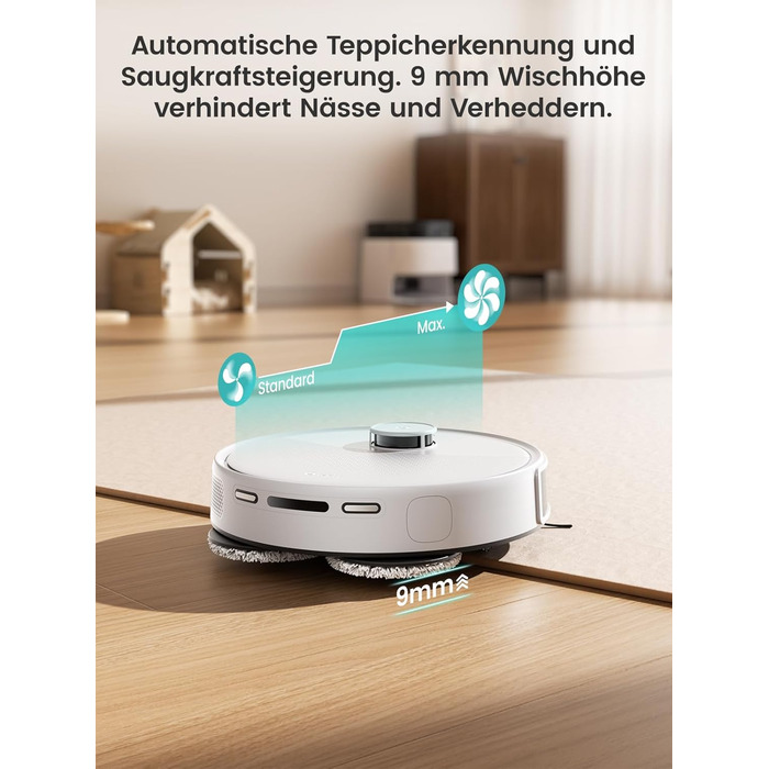 Робот-пилосос LEFANT M3 Gen2 з функцією миття, 12000Pa, автоматичне очищення, LiDAR, розпізнавання килима, керування через додаток Freemove 3.0 та голосове керування, 8 тижнів бездротової роботи