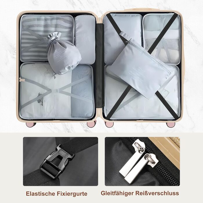 Набір валіз Merax 3 шт. з жорстким корпусом (20/24/28 дюймів), рожевий та хакі, 5-ти частинний