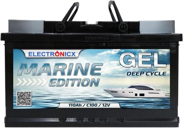 Гелева батарея 12 В 140 Ач Marine Edition технологія GEL, сонячна батарея для човнів, автофургони, надійна надійна батарея для кемпінгу на човні Sola (110 Ач)