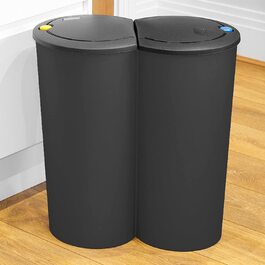 Відро для сміття Spetebo об'ємом 50 літрів (2x25) чорного кольору зі зручною відкидною кришкою-Сепаратор для сміття відро для сміття